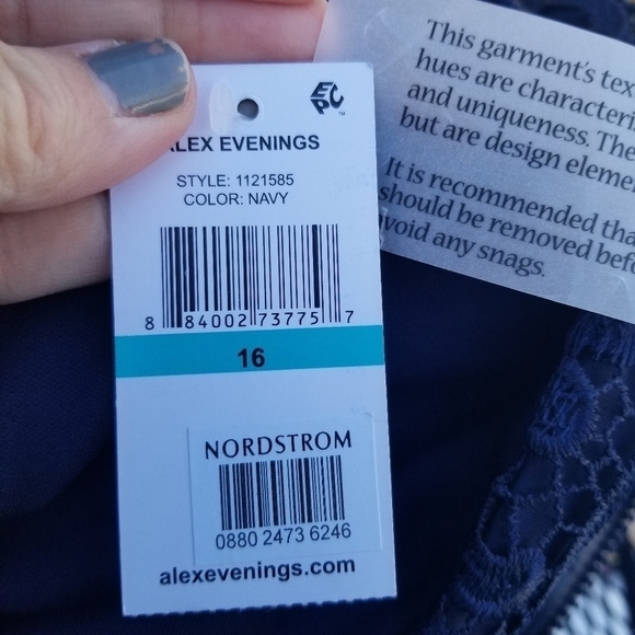 NWT Alex Evenings Brocade Bodice Empire Waist Gown navy size 16 - Picture 8 of 9